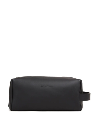 Santoni zip leather wash bag - Black