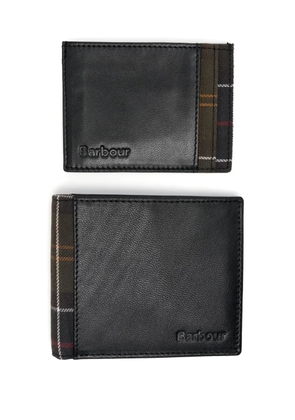Barbour leather tartan wallet and cardholder set - Black