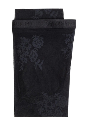 Valentino Garavani floral-embroidered tights - Black