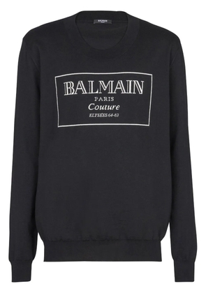Balmain Couture Label-intarsia jumper - Black
