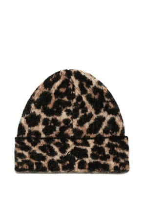ANINE BING Elia leopard-print beanie - Black