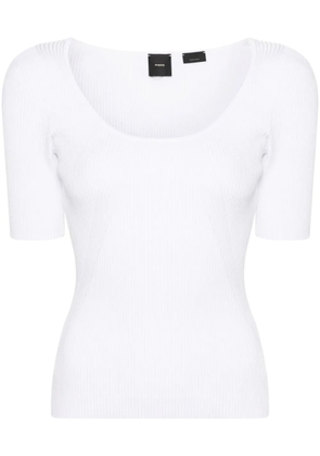 PINKO embroidered-logo U-neck T-shirt - White