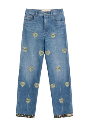 Valentino Garavani heart-embossed jeans - Blue