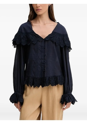Hoss Intropia embroidered ruffled top - Blue