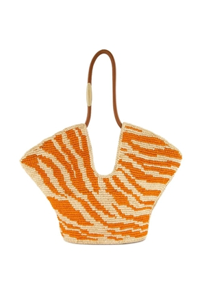 ZIMMERMANN medium Goldentime zebra-print raffia tote bag - Orange