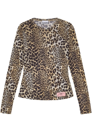 GANNI leopard-print top - Brown