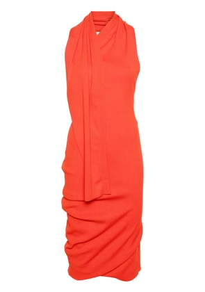 FENDI halterneck asymmetric midi dress - Orange