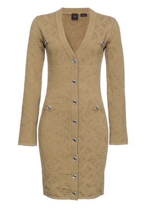 PINKO jacquard-logo cardigan dress - Neutrals