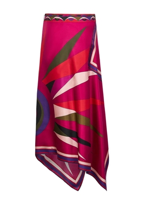 PUCCI Hawaii-print asymmetric-scarf midi skirt - Pink