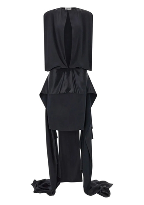 Ferragamo satin-weave slit-detail evening dress - Black