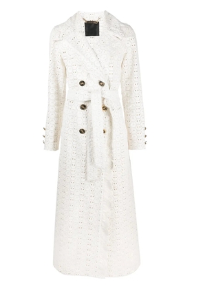 Philipp Plein Long Sangallo leather trench coat - White