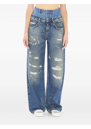Dolce & Gabbana double-waist distressed jeans - Blue