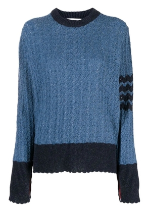 Thom Browne cable-knit pointelle stitch jumper - Blue