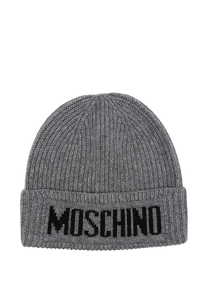 Moschino ribbed logo beanie - Grey