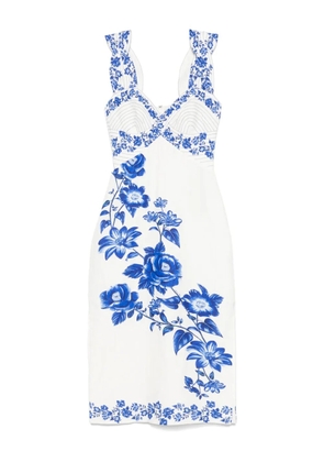 FARM Rio Floral Cascade-print midi dress - White