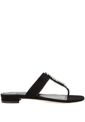 Manolo Blahnik crystal-embellished flat sandals - Black