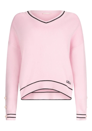 LIU JO striped button-embellished sweatshirt - Pink