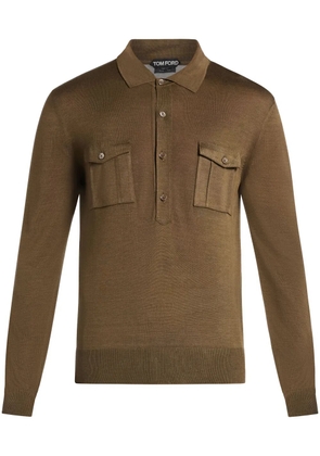 TOM FORD fine-knit polo shirt - Brown