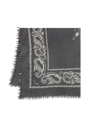 Liska paisley-print frayed-edge scarf - Grey