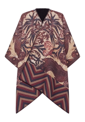 Pierre-Louis Mascia all-over print wool poncho - Red