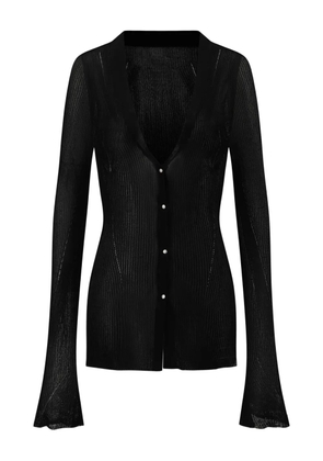 OUDE WAAG ribbed bell-sleeve cardigan - Black