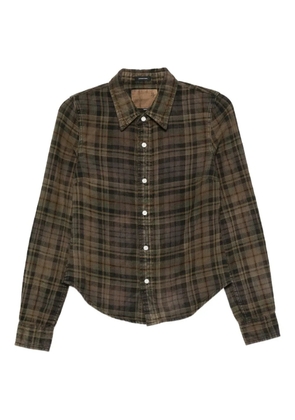 R13 check-pattern buttoned shirt - Green