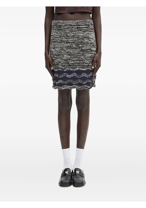 Wales Bonner wave-pattern knitted skirt - Blue