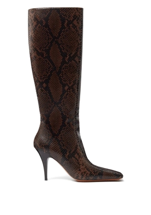 Stella McCartney square-toe snakeskin-pattern boots - Brown