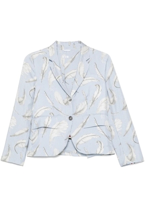 Thom Browne feather-print silk blazer - Blue