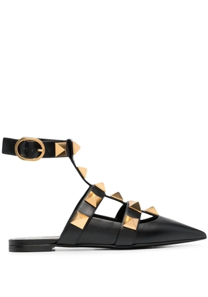 Valentino Garavani Roman Stud pointed-toe ballerina shoes - Black