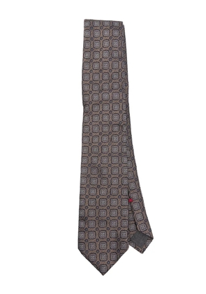 Brunello Cucinelli patterned-jacquard silk tie - Brown