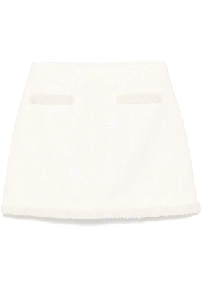 Self-Portrait bouclé pearl-trim mini skirt - Neutrals