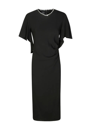 PINKO Scopone embellished-collar midi dress - Black