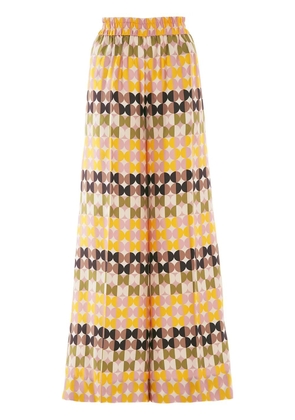 La DoubleJ geometric-print palazzo trousers - Neutrals