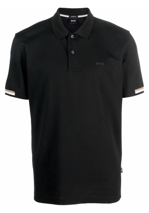 BOSS stripe-trimmed polo shirt - Black