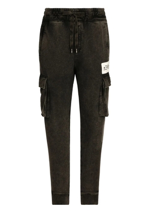 Dolce & Gabbana logo-patch tapered cargo trousers - Black