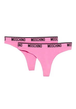 Moschino logo-waistband thong (set of two) - Pink