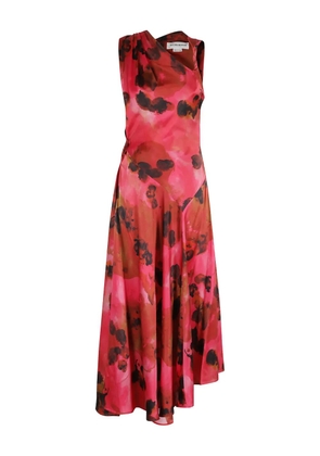 Victoria Beckham asymmetric floral print dress - Red