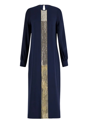 PAULA embroidered silk midi dress - Blue