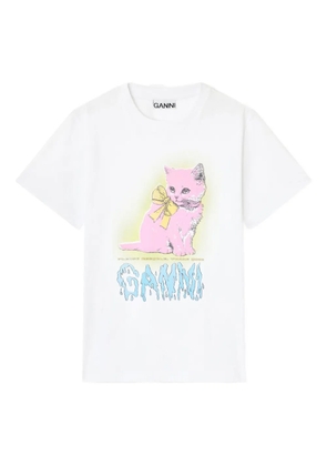 GANNI Kitty cat-bow T-shirt - White