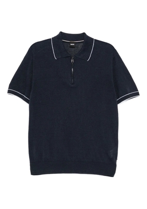 BOSS knitted zipped-placket polo shirt - Blue