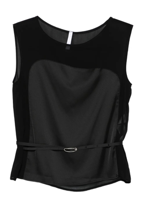 IMPERIAL sheer-panel belted top - Black