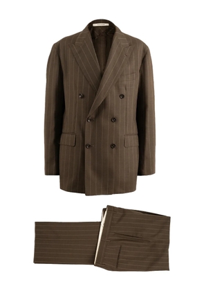 Tagliatore double-breasted striped-pattern jacket - Brown