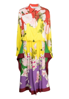 Valentino Garavani pleated floral-print midi dress - Red