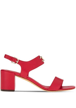 Ferragamo Gancini-plaque block-heel sandals - Red