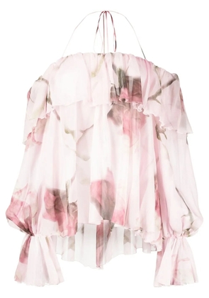 Blumarine Bardot-neckline ruffled blouse - Pink