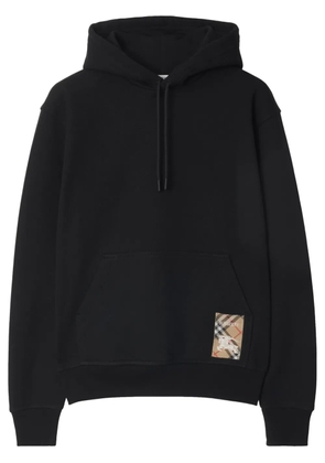 Burberry check-label cotton hoodie - Black