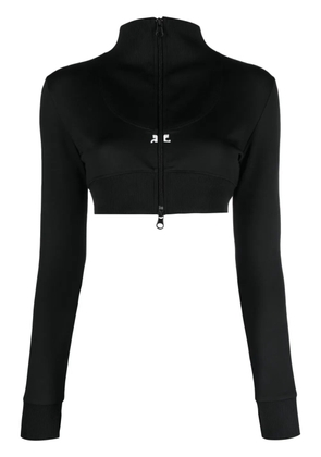Courrèges logo-embroidered cropped zip-up jacket - Black