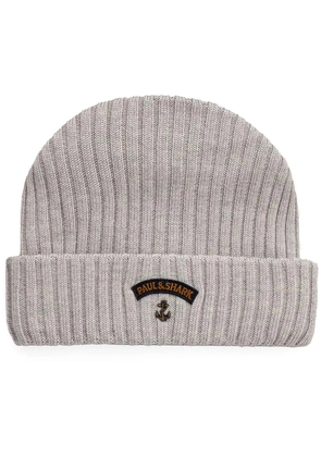 Paul & Shark logo-appliqué beanie hat - Grey