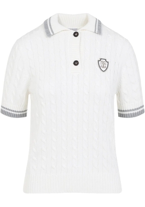 Brunello Cucinelli cable-knit polo top - White